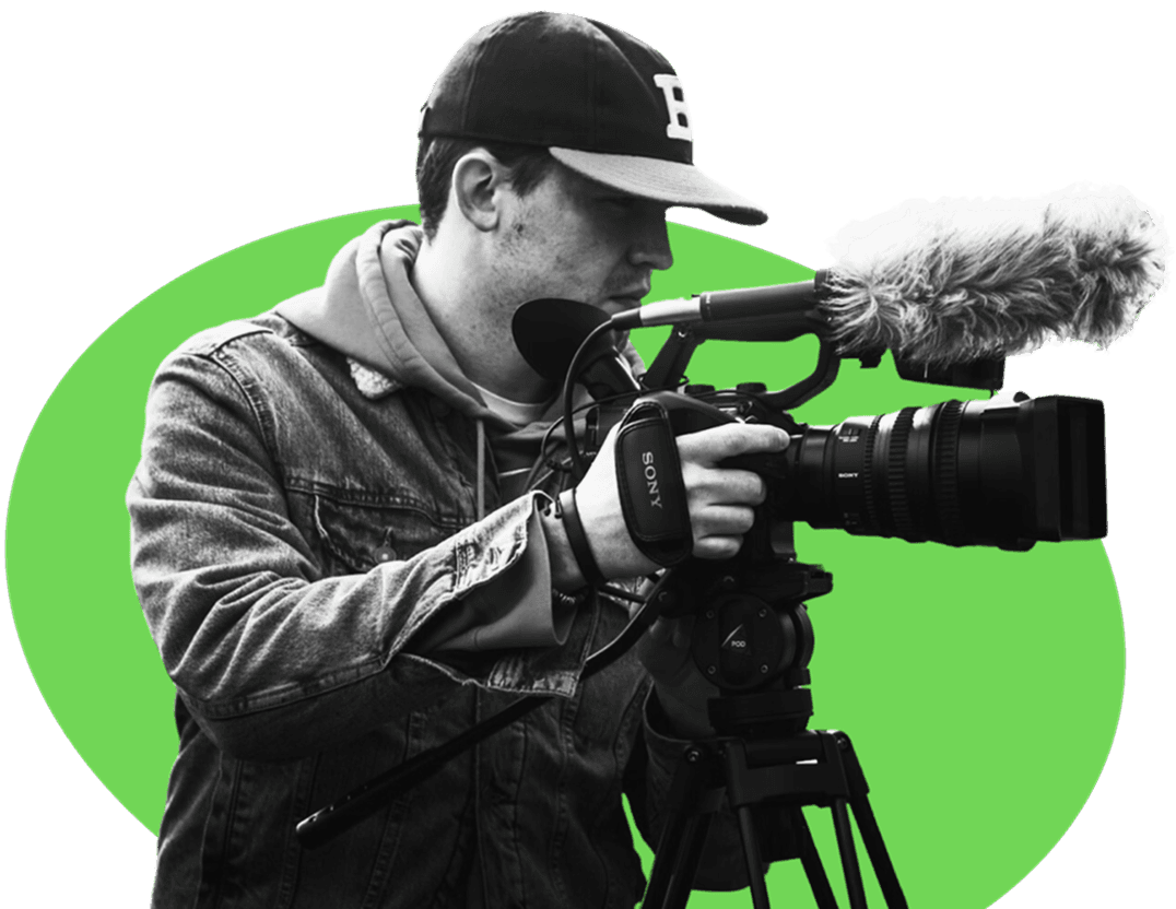 Cameraman with professional video camera