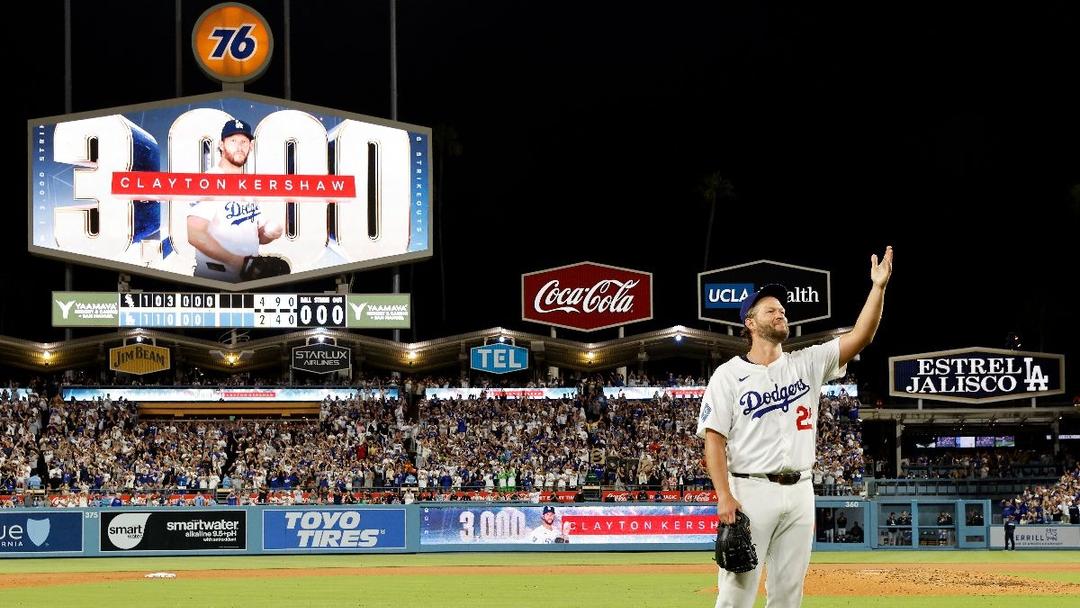 Kershaw Joins Elite 3,000 Strikeout Club in Dodgers Win